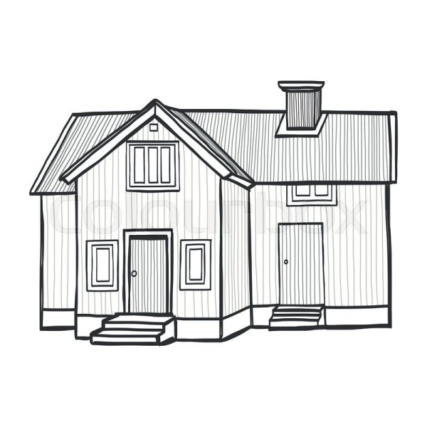 Одноэтажный домик раскраска