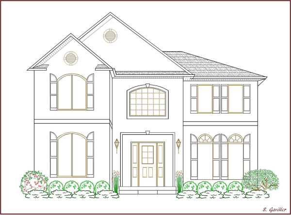 Нарисовать двухэтажный дом