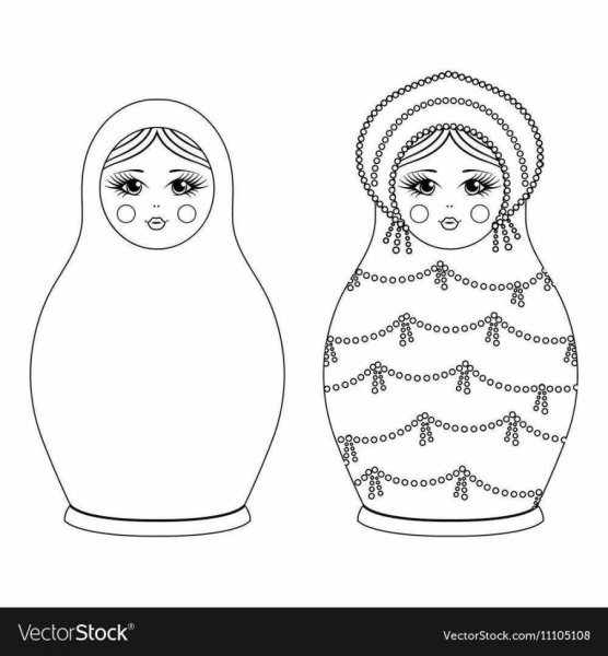 Трафарет Матрёшки для рисования