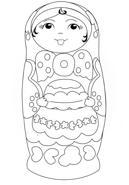 Матрешка раскраска для детей