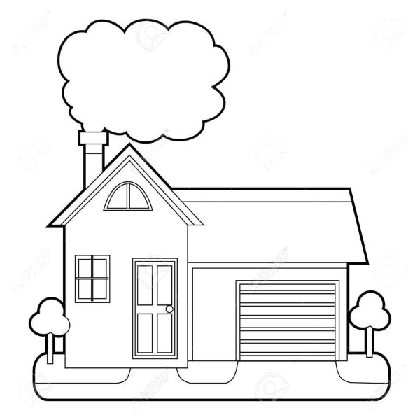 Домик с трубой для детей раскраска