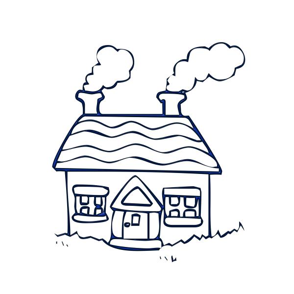 Трафарет домик с дымом
