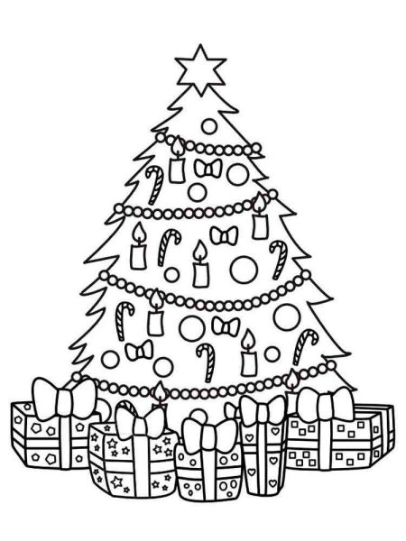 Раскраска елка Новогодняя