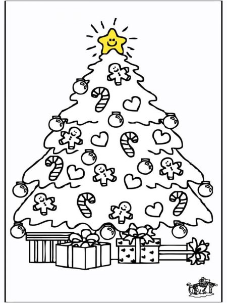 Раскраска елочка Новогодняя