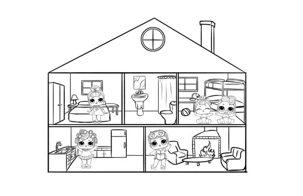 Кукла ЛОЛ домик раскраска