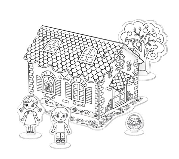 Раскраска 3d домик - drs27001