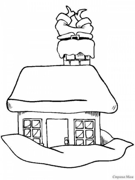 Новогодний домик раскраска