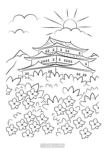 Китайский пейзаж раскраска