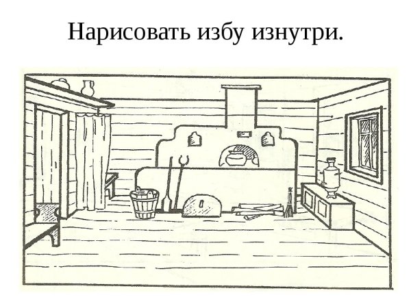 Эскиз убранства русской избы
