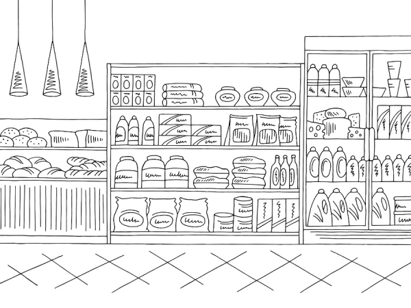 Продуктовый магазин карандашом