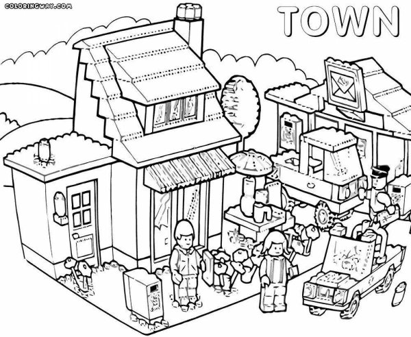 Раскраска майнкрафт домик