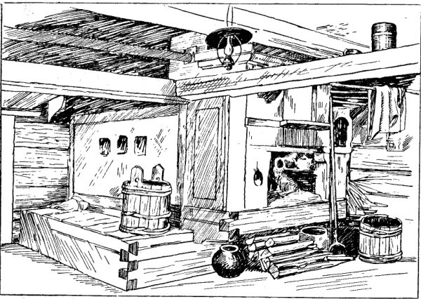 Русская печь в крестьянской избе