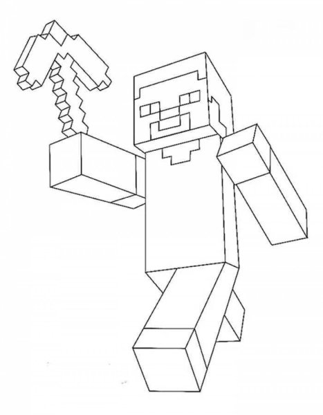 Раскраска лего майнкрафт Стив