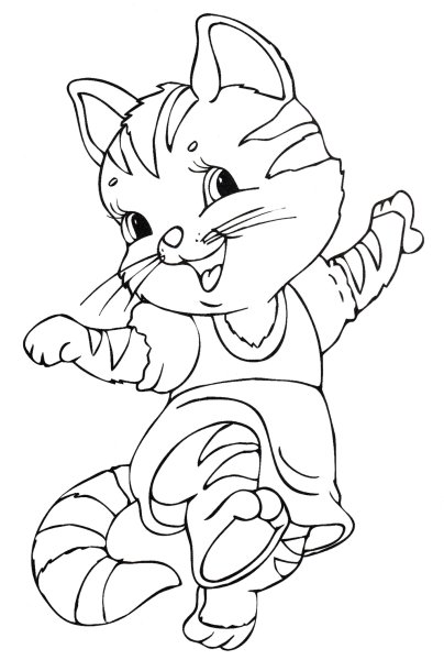 Раскраска котик в юбочке