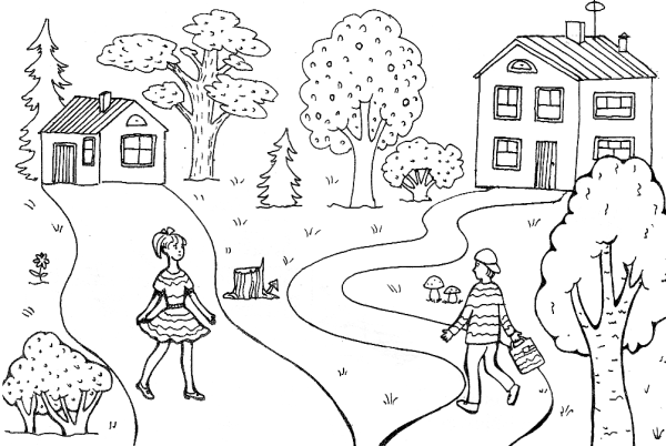 Тропинка узкая и широкая раскраска