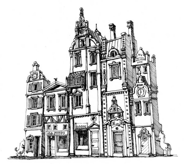 Модерн в архитектуре карандашом