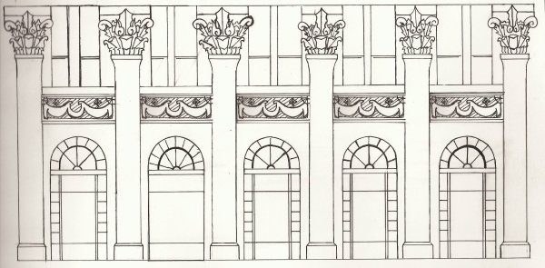 Модерн в архитектуре карандашом