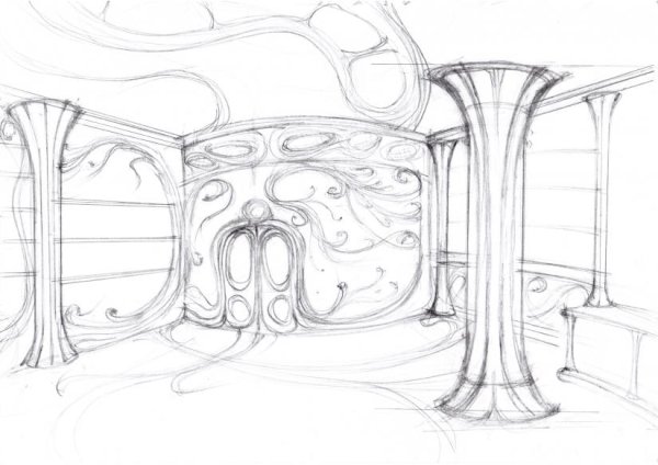 Зарисовка интерьера в стиле Модерн