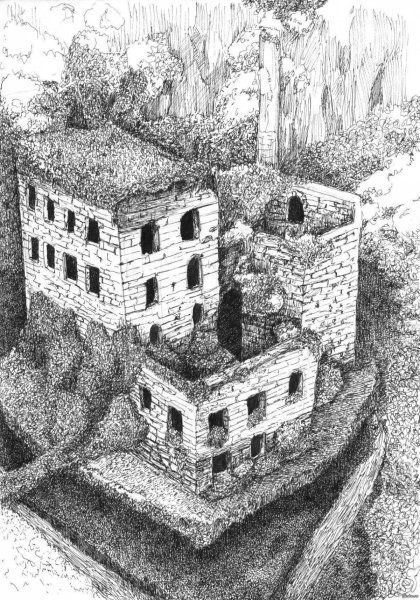 Полуразрушенный дом иллюстрация