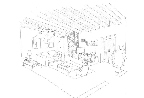 Эскиз интерьера комнаты