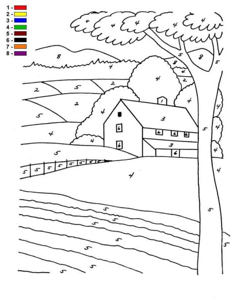 Раскраска по номерам пейзаж