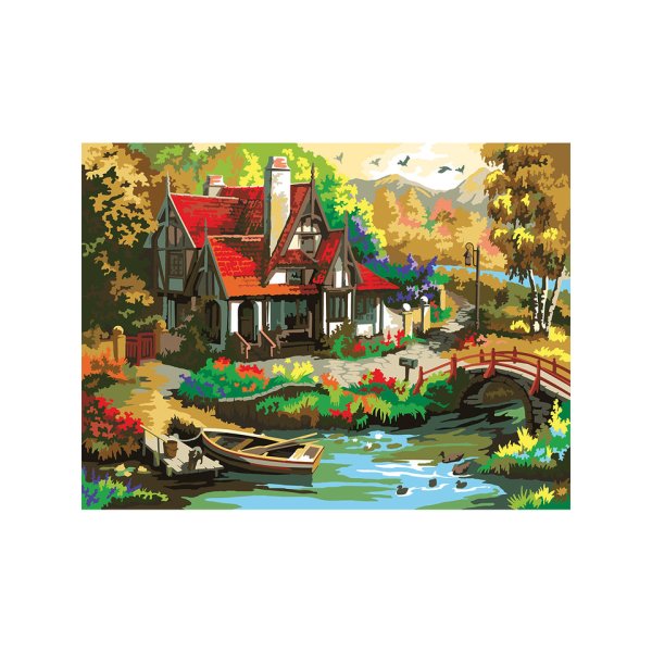 Дом с причалом холст для рисования по номерам