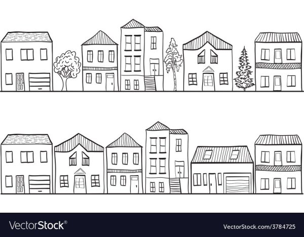 Черно белые домики в ряд