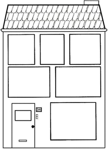Раскраска домик с окошками