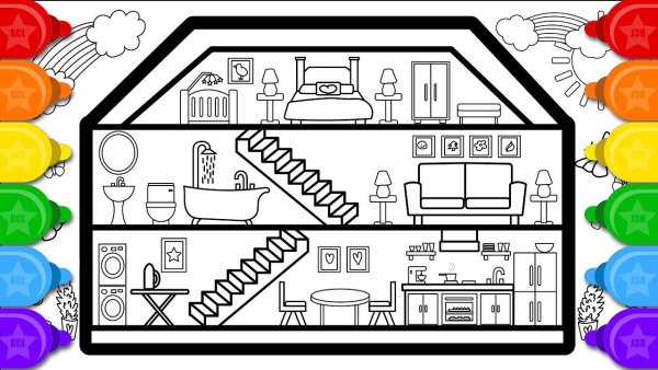 Раскраска для девочек дом