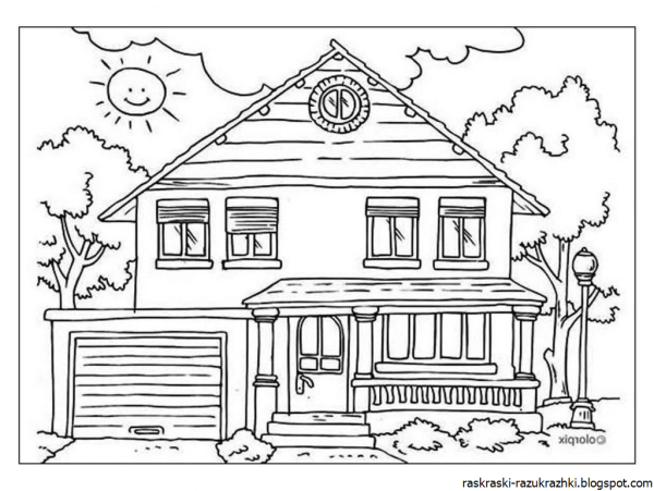 Домик раскраска для детей