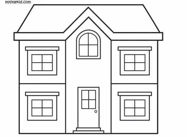 Двухэтажный дом раскраска для детей
