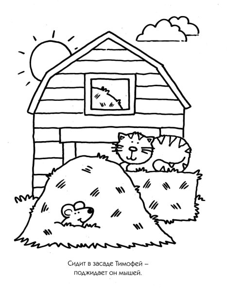 В деревне. Раскраска