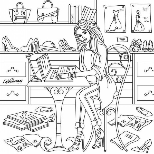 Раскраска салон красоты для девочек