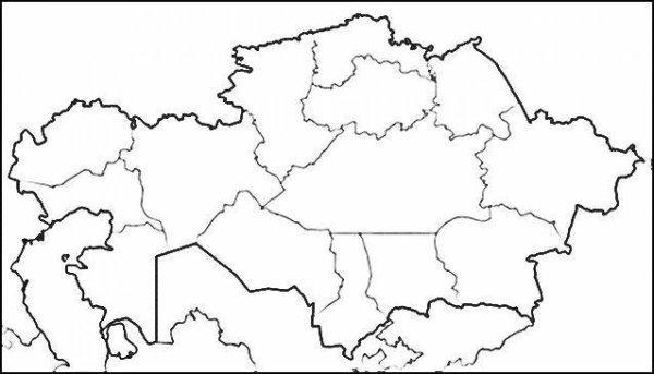 Физическая карта Казахстана контурная