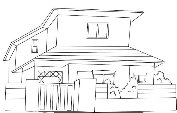 Раскраска двухэтажный дом