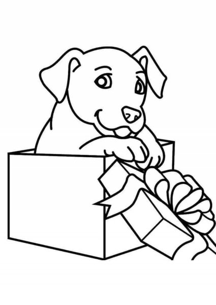 Новогодний щенок раскраска