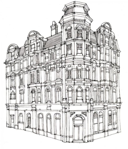 Нарисованные здания архитектуры