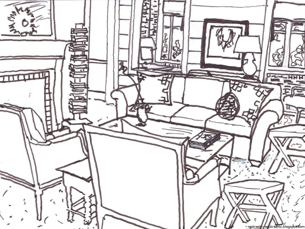 Детская комната раскраска