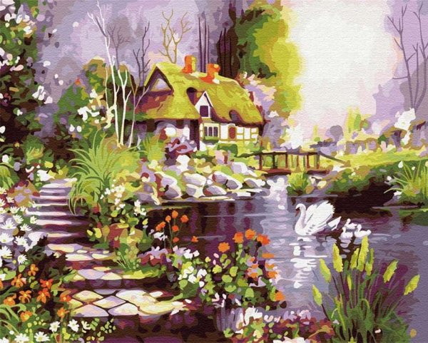 Сказочный домик с прудом