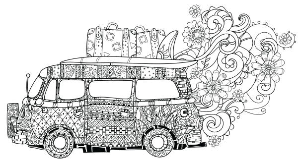 Раскраска антистресс автобус