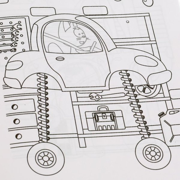 Раскраски для детей котенок и Волшебный гараж