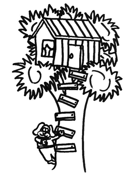 Раскраска дом на дереве