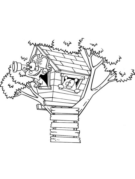 Домик на дереве раскраска для детей