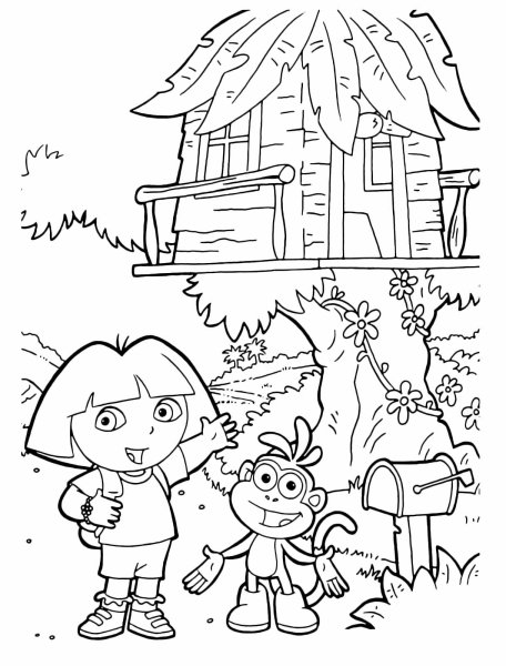 Разукрашка домик на дереве