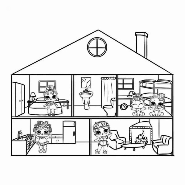 Кукла ЛОЛ домик раскраска