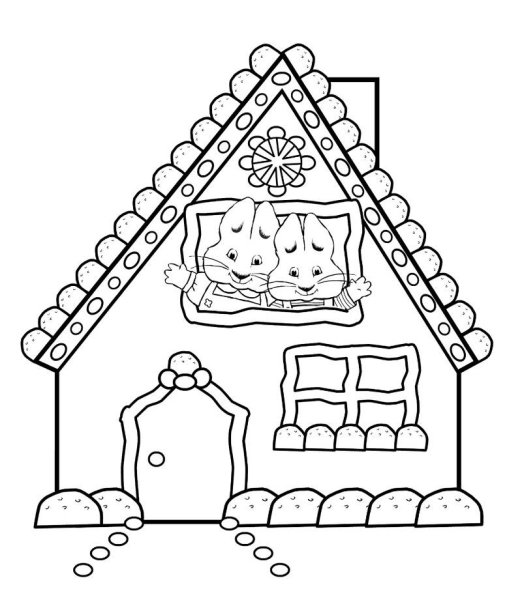 Домик Теремок раскраска