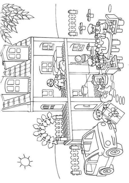 Раскраска домик из лего