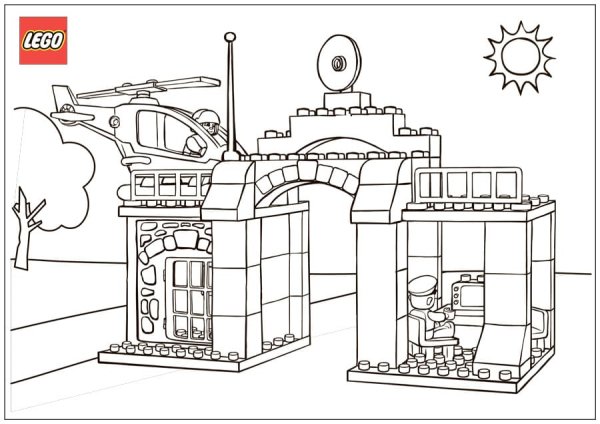 Полицейская база лего раскраска