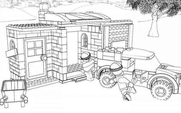 Раскраска LEGO City пожарная