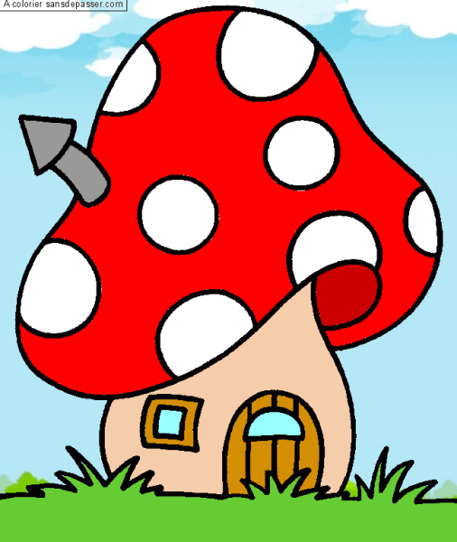 Домик мухомор раскраска